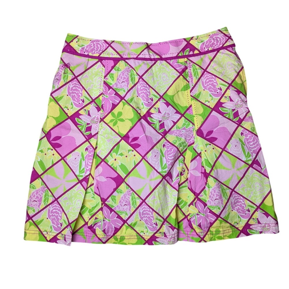 Lilly Pulitzer Pink & Green Floral Plaid Skort